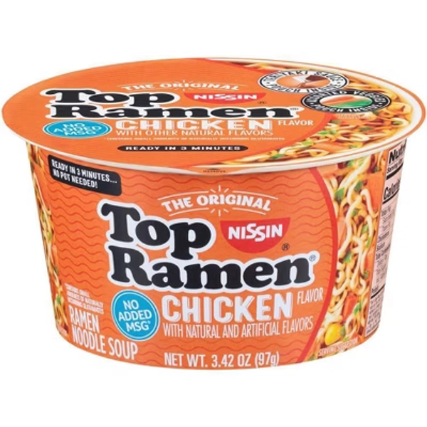 Nissin Top Ramen Chicken Noodle Soup Bowl - 3.42oz