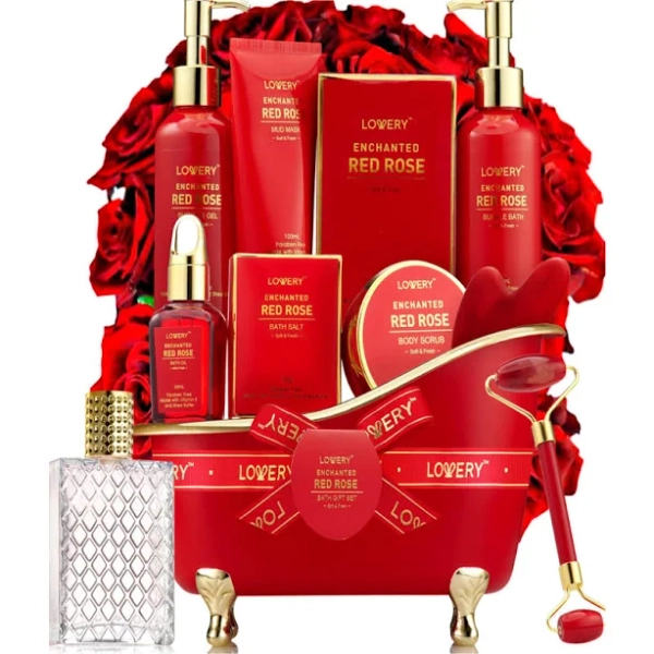Lovery Luxe 11pc Red Rose Bath and Body Set