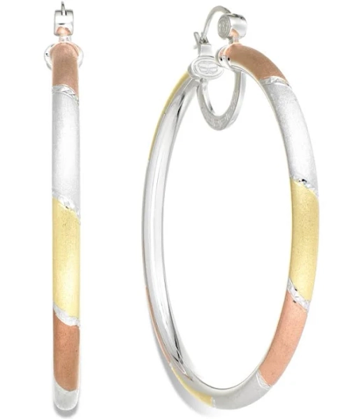 Simone I. Smith Platinum, 18K Rose Gold, and Sterling Silver Hoop Earrings