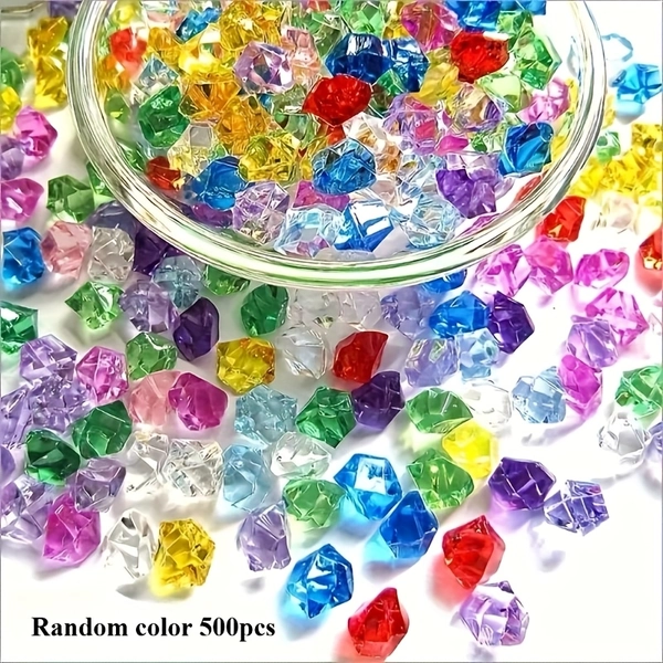 500pcs random colored transparent acrylic synthetic gemstones, suitable for aquarium decoration and DIY crafts