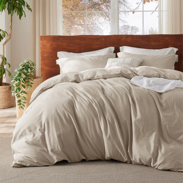 Bedsure Essential Bedsure 100% Washed Cotton Duvet Cover With Pillow Sham for All Seasons & Reviews | Wayfair
