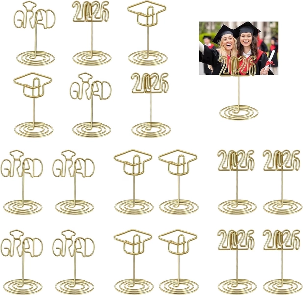 OuMuaMua 18Pcs 2026 Graduation Party Gold Photo Holders for Table Centerpieces, Grad Cap Stands 2 inch for Indoor Outdoor Grad Party Decoration - Walmart.com