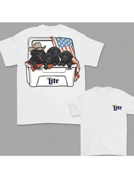 Dogs Beer Tees, 4th Of July T-Shirt ,Black Labrador T-Shirt, Perfect Beer And Dog T-Shirt For Women, For Men