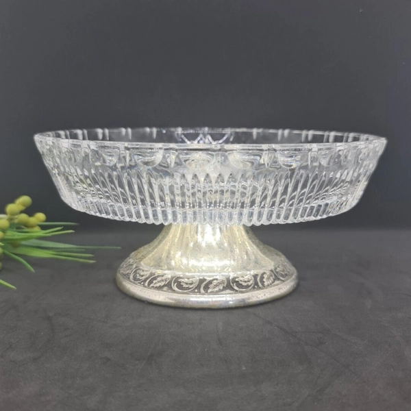 West Germany Bowl, Silver Plated Footed Glass Bowl, Divided Glass Serving Pedestal Bowl, Trinket Dish, Kitchen Decor - Etsy Australia