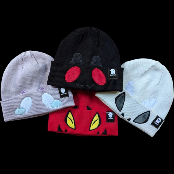 Cryptid Satin Lined Beanie by Evkami, Mothman, Deerman, Jersey Devil, Squonk