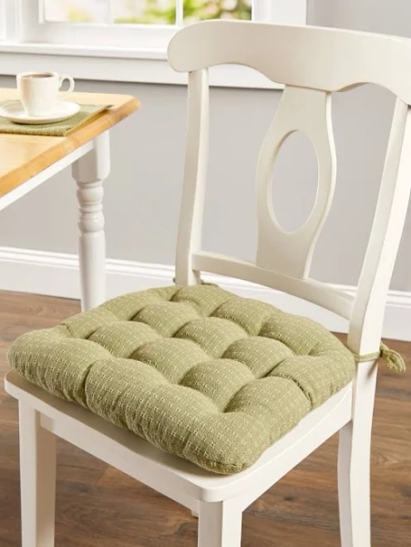 Never-Flatten Original Mountain Weave Chair Cushion, In 2 Sizes - Green/Gray - Standard - The Vermont Country Store