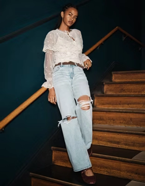 AE Strigid Ripped High-Waisted Stovepipe Jean