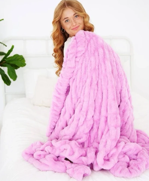 minky couture Taffy Pink Hugs Blanket