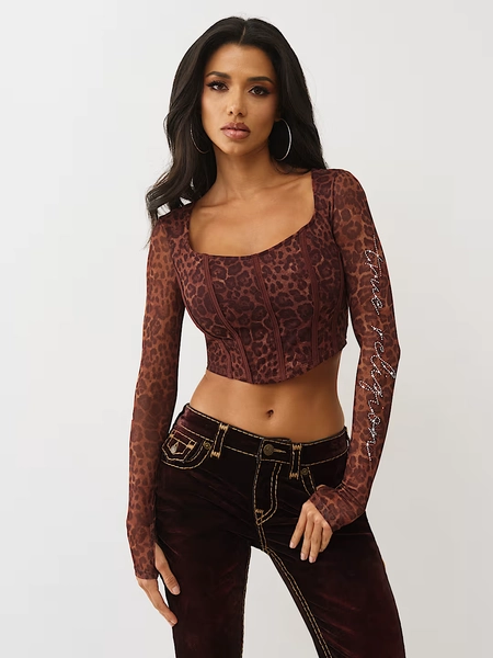 CRYSTAL MESH LONG SLEEVE TOP