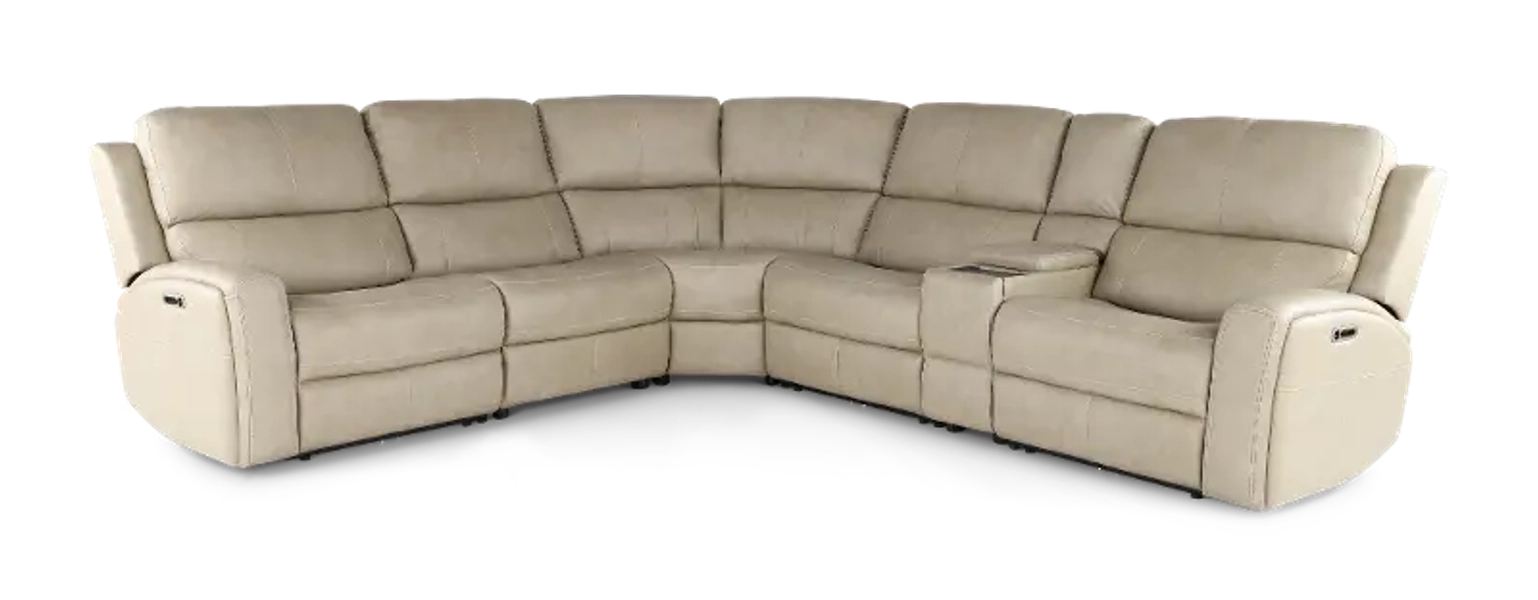 Linden Beige 6 Piece Power Reclining Sectional