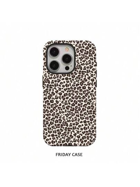 Fashionable Leopard Print, Dual-Layer Protective Phone Case For  16 Pro Max, 15 Pro, 13, 11, 12, XS, 8 Plus, 7 Glossy 2-In-1-For-Your-New-