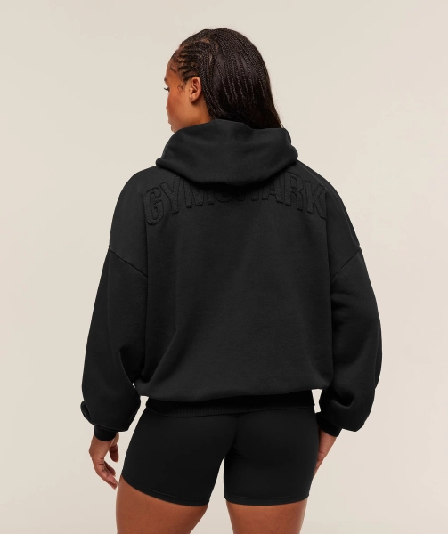 Gymshark Power Washed Oversized Hoodie - Black/Acid Wash Small Ball