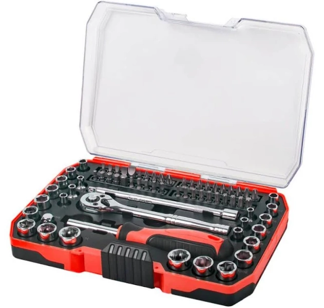 King Mechanics Socket Set 68-Piece Set CR-V Steel