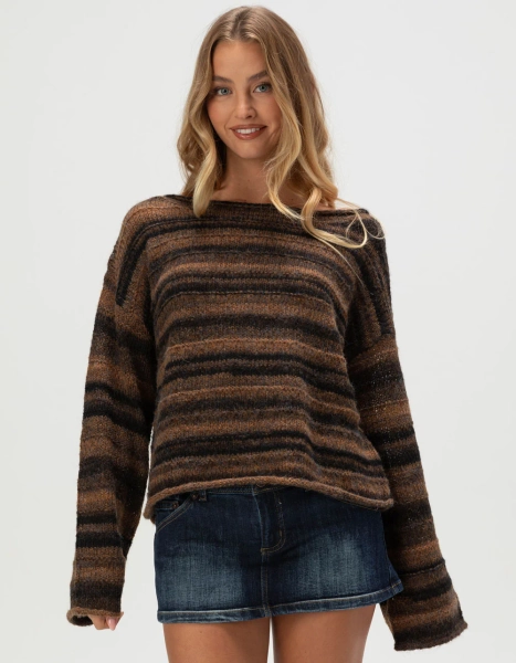 RHYTHM Baklava Womens Sweater - BROWN COMBO 