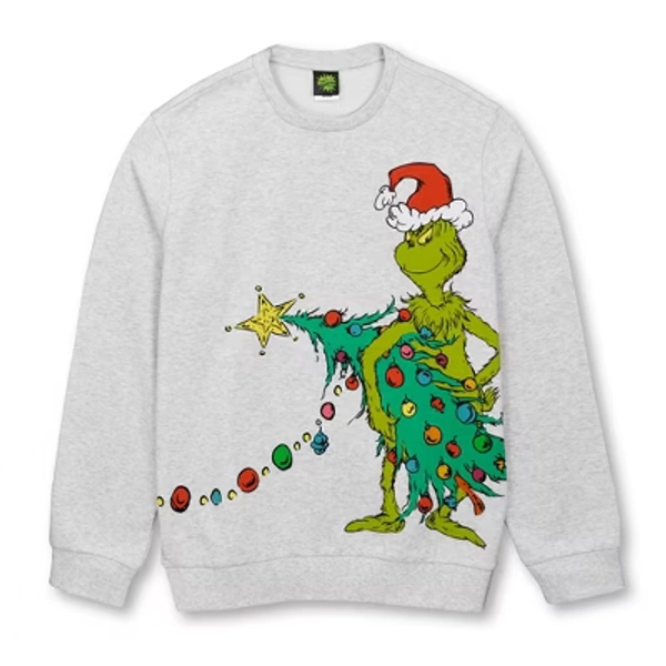 Mens The Grinch Christmas Tree Lights Sweatshirt - Multi-Color - X Large