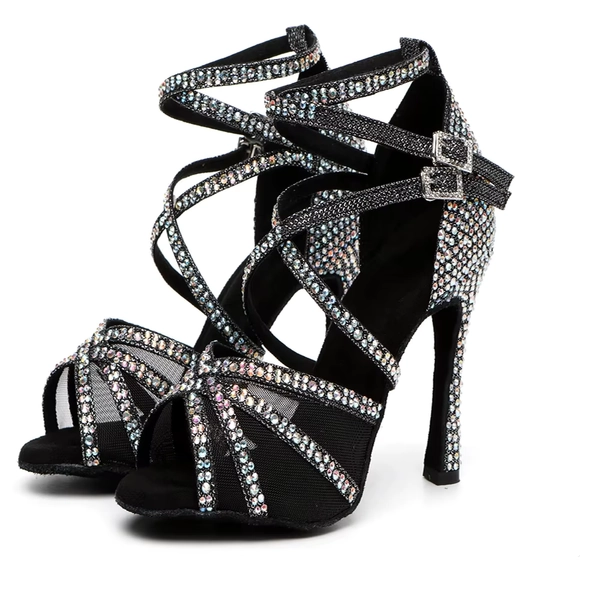 New Diamond Studded Latin Dance Shoes for Women, High-heeled Soft Soled Dance Shoes, Indoor Ballroom, Evening Party Dance Shoes - AliExpress 200000532
