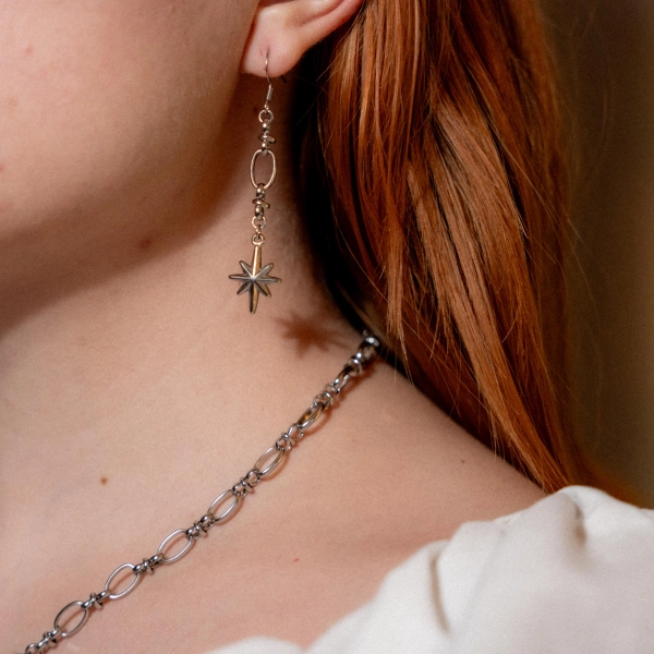 Lady Knight Earrings: Stainless Steel Knightcore Celestial Jewelry