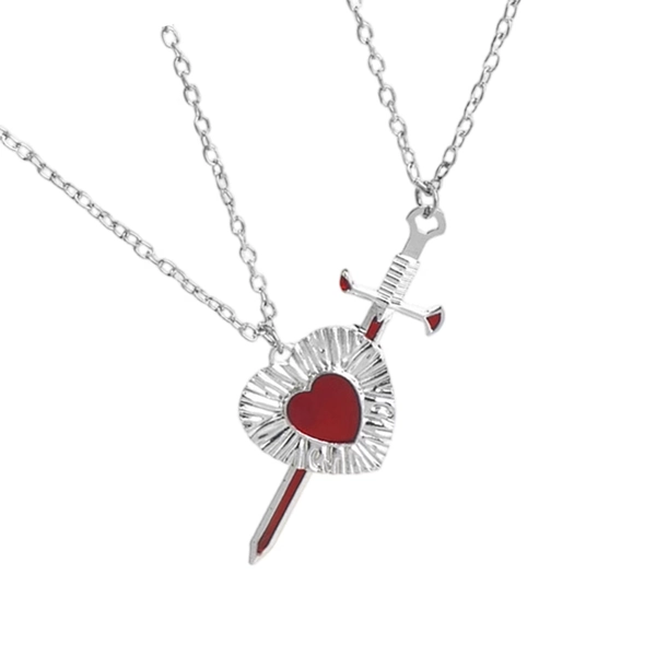 Couple Necklace Heart Rapier Pendant Matching Jewelry For Boyfriend Girlfriend Alloy Clavicle Chain Valentine Gift - Walmart.com