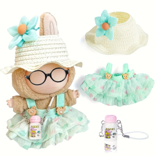 Chic 17cm Doll Clothes Dress & Accessories Set for Labubu (Doll And Glasses Are Not Included) Festival Halloween Gifts Birthday Present Ages 3+