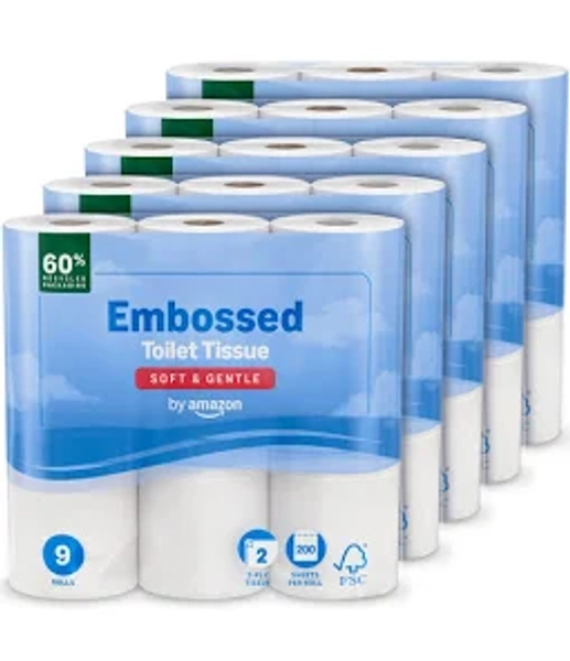 Amazon Brand Presto 2-Ply Embossed Toilet Roll
