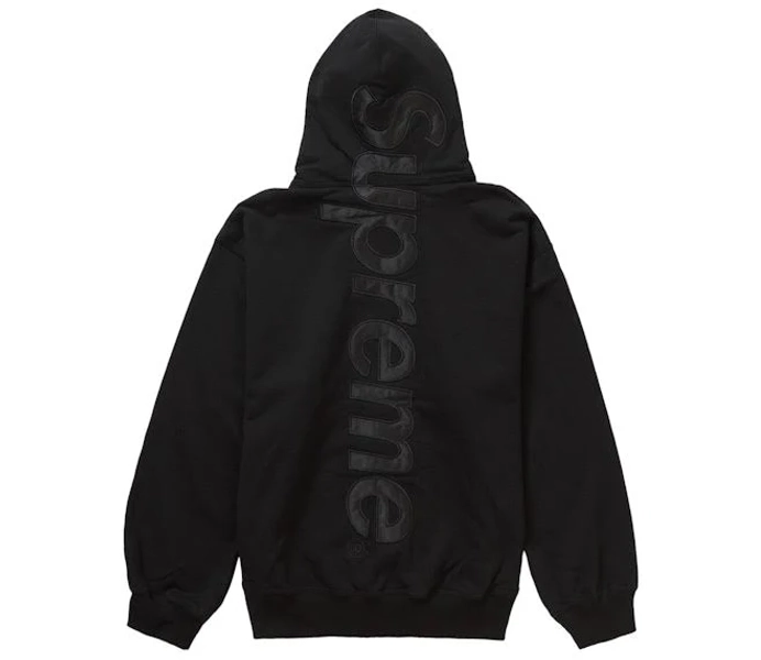 Supreme Satin Appliqué Hooded Sweatshirt (FW23) Black