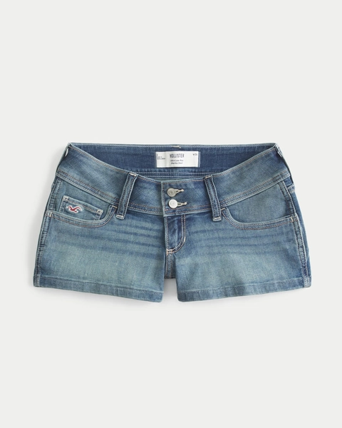 Ultra Low-Rise Denim Shortie Shorts