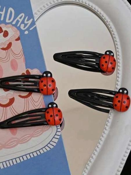 4 Pcs Ladybug Hair Clips, Red Hair Barrettes Hairpin Animal Hair Clips For Girls And Women, Girl Hair Accessories, Insect Hairgrip Back To School Hair Accessories For Hair DecorationHair Accessories Suitable For Halloween Parties, Gatherings, And Cosplay