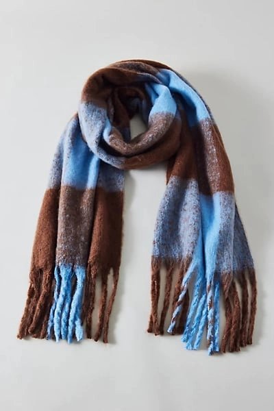 Plaid Woven Oversized Scarf in Blue, Women's at Urban Outfitters