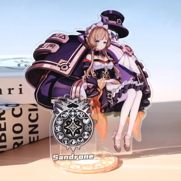 Genshin Impact Sandrone Acrylic Stand Figure With Bonus Badge, Detailed Holographic Desk Decor For Anime Fans And Game Collectors
