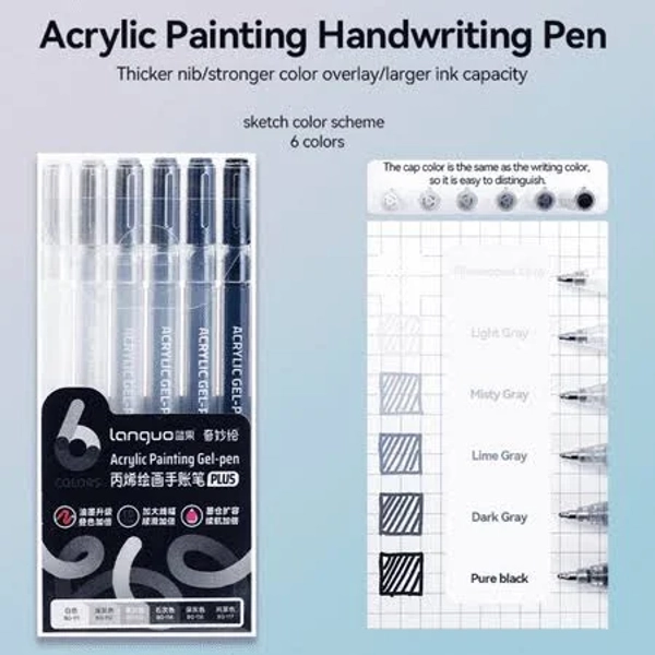 Languo 90 Colors Painting Acrylic Gel Pens Large Capacity Ink Pen for Drawing Diary Diy Coloring Doodling Painting Art Supplies, Sketch color
