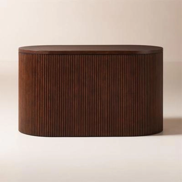 Colosseo Fluted Brown Wood Storage Trunk