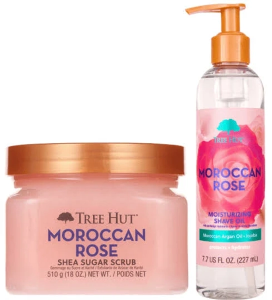 Tree Hut Moroccan Rose Body Scrub & Shave Oil Bundle, Size: 18 oz