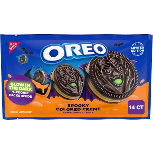 Oreo Green and Orange Creme Chocolate Sandwich Cookies Halloween Cookies Snack Packs