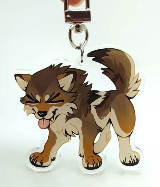 Cute Wolf Keychain | double sided clear epoxy acrylic charm