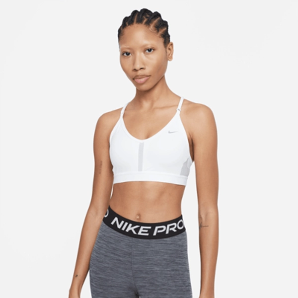 Nike Women's Indy Light-Support Padded V-Neck Sports Bra in White | CZ4456-100