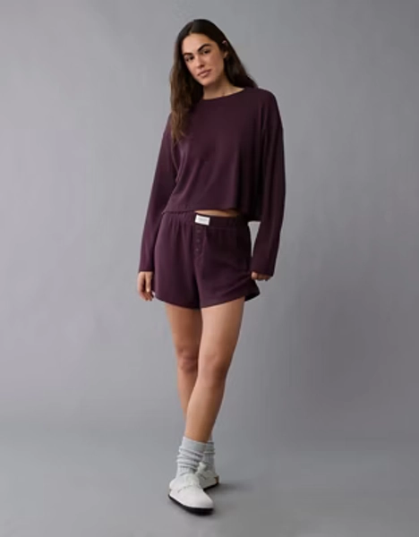 AE Luxe Plush Waffle Tee + Short Lounge Set