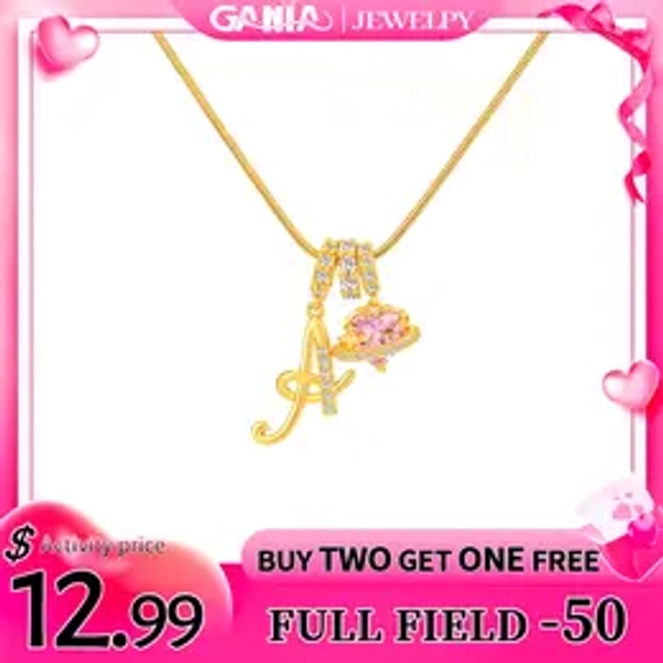 GANIA Art Design Letter Necklace with Customizable Name, Gold Chain Set, Hypoallergenic, Adjustable Size, Perfect Gift for Women and Girls
