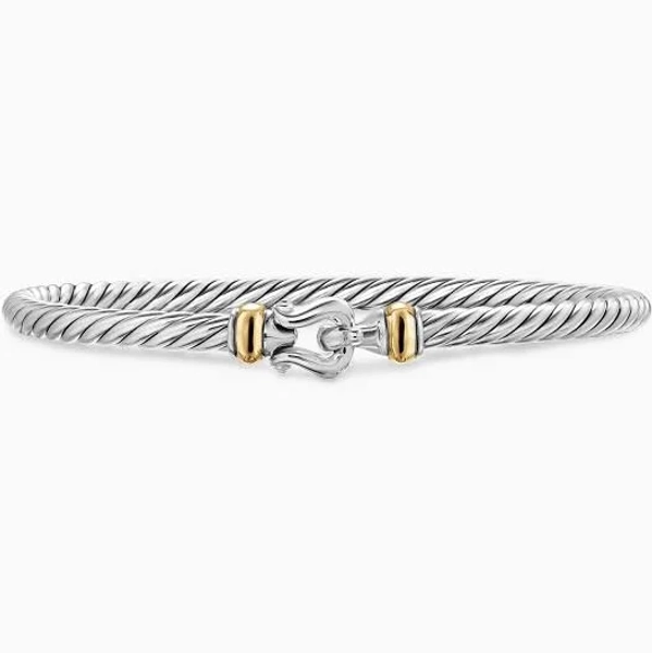 David Yurman Women's Cable Flex Buckle Bracelet in Sterling Silver and 14K Yellow Gold