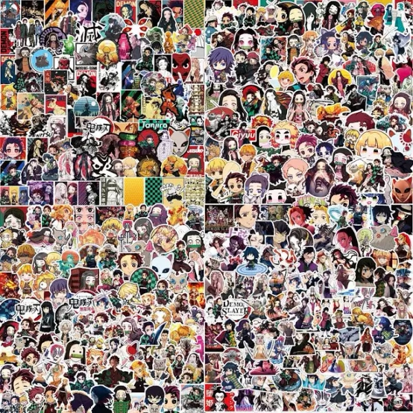 100Pcs Demon Slayer Anime Stickers for Teens Girl Water Bottles, Waterproof, Comic Book Heroes, Decorative | Water Resistant | Multicolor | China