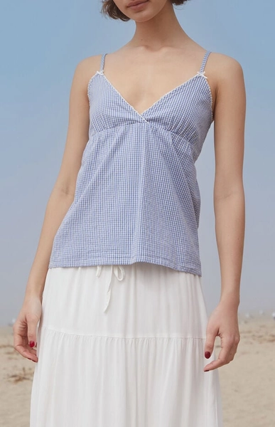 Blue & White Gingham Edith Tank Top