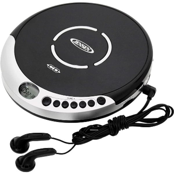 JENSEN CD-60R-BT Compact Bluetooth CD Player — CD-R/RW FM Radio Bass Boost Antiskip Protection LCD Display Programmable Memory