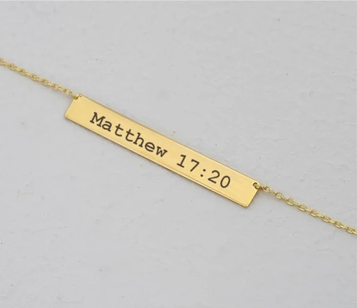 14K Gold Matthew 17:20 Bible Scripture Necklace