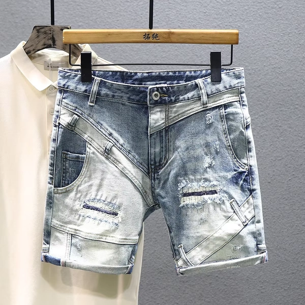Fashion Summer Luxury Vintage Y2K Men's Jeans Designer Washed Distressed Ripped Vintage Classic Blue Boyfriend Denim Shorts Male - AliExpress 200000343