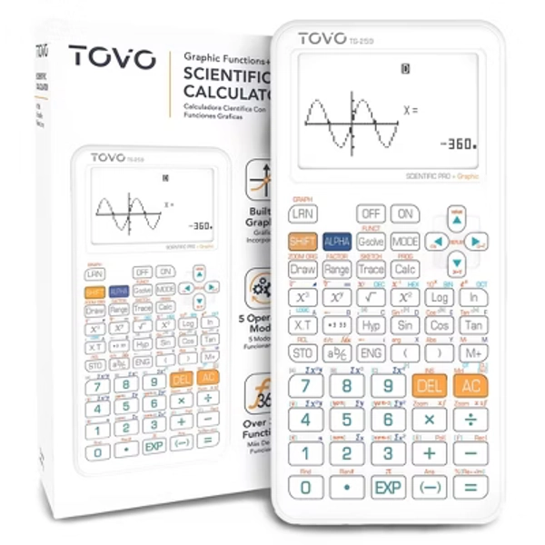 TOVO Scientific Graphing Calculator, 360 Functions, Large Screen, Intuitive UI, for High School, Advanced Math & Beginners, TS259