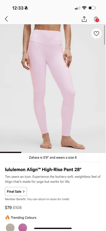 lululemon Align™ High-Rise Pant 25" - Pink organza - 6