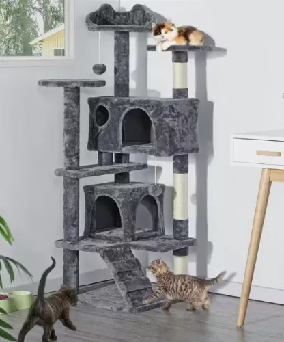 62" Gray Cat Tree (Temu)
