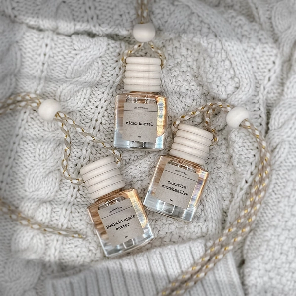 Fall/Winter Scented Car Diffuser: Hanging Air Freshener (8ml/10ml Refills Available)