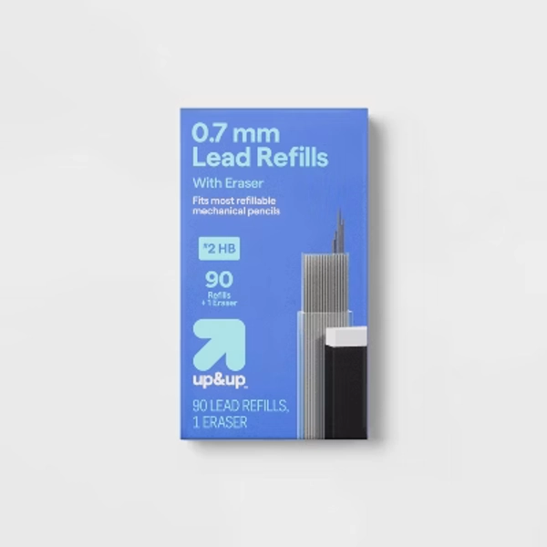 Pencil Lead Refills and Eraser 0.7mm 90ct - up&up™: Mechanical Pencils Refills, No. 2 Lead, Black, Writing Instrument