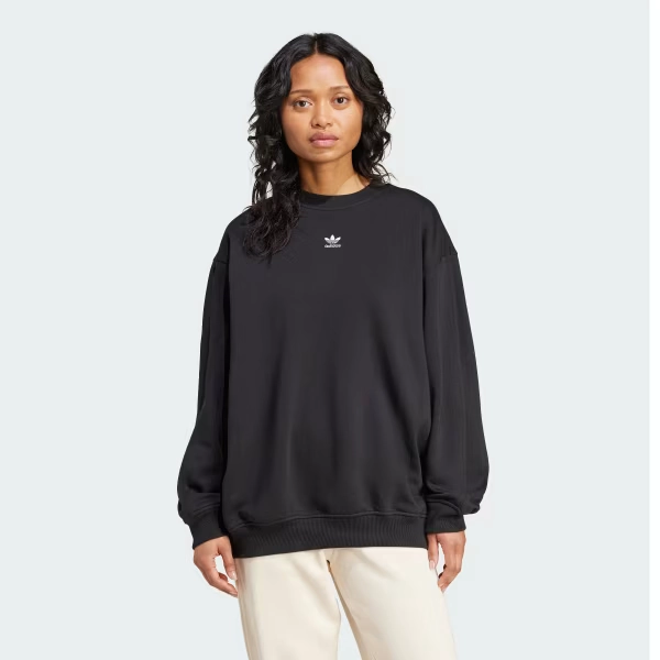 Essentials Fleece Long Oversized Crew Sweatshirt