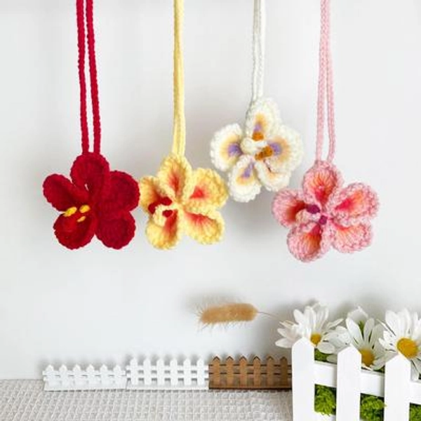 Crochet Hibiscus Flower Car Charm